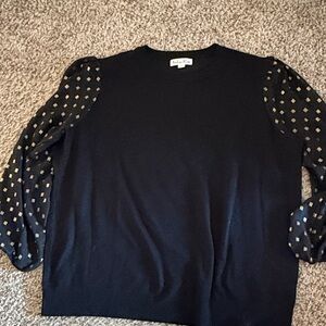 Elegant Black Sweater Blouse with Gold Details